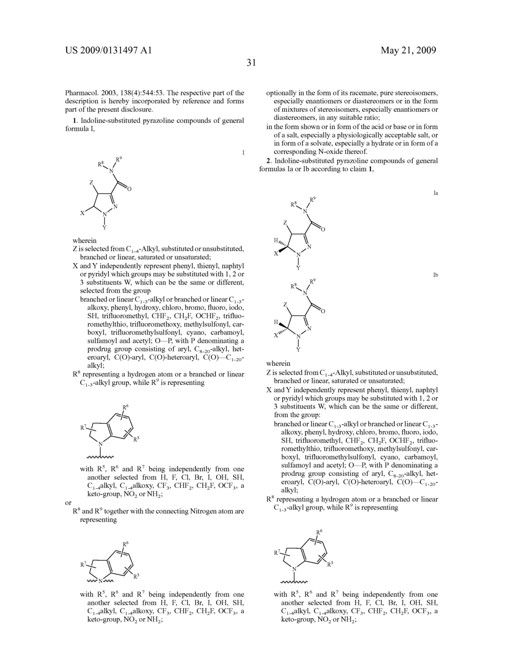 INDOLINE-SUBSTITUTED PYRAZOLINE DERIVATIVES, THEIR PREPARATION AND USE AS MEDICAMENTS - diagram, schematic, and image 32