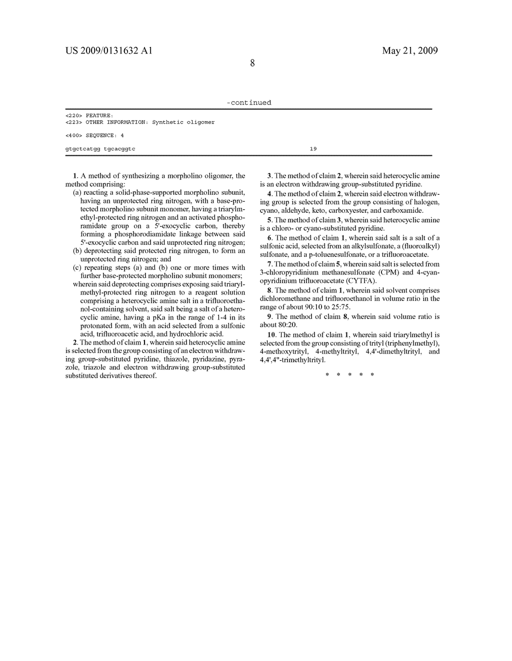 METHOD OF SYNTHESIS OF MORPHOLINO OLIGOMERS - diagram, schematic, and image 13