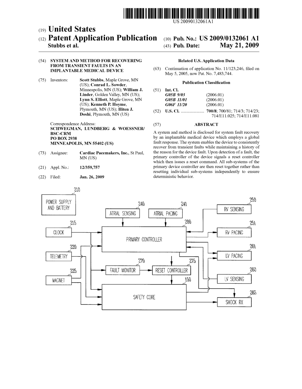 SYSTEM AND METHOD FOR RECOVERING FROM TRANSIENT FAULTS IN AN IMPLANTABLE MEDICAL DEVICE - diagram, schematic, and image 01