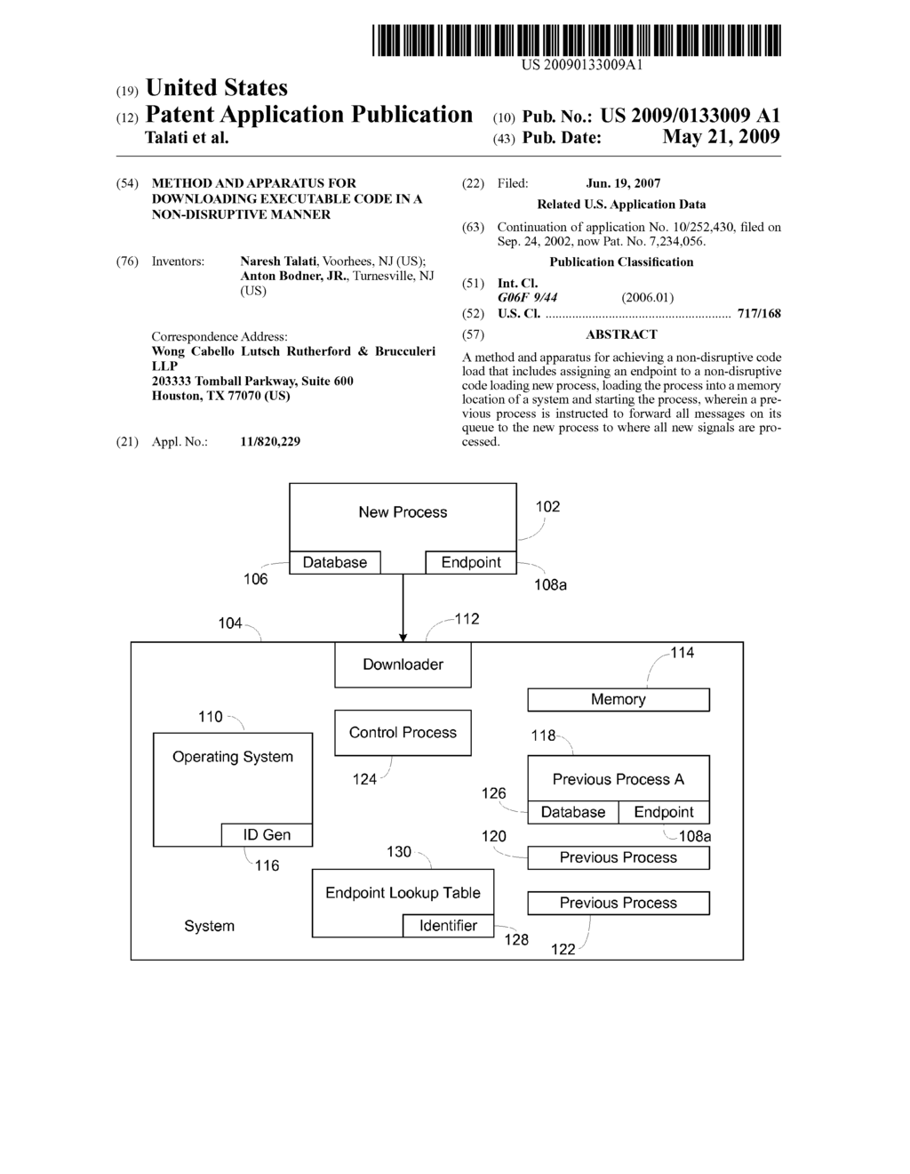 Method and apparatus for downloading executable code in a non-disruptive manner - diagram, schematic, and image 01