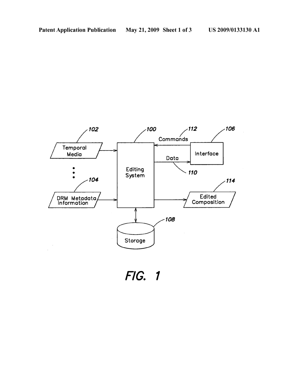 Media editing system using digital rights management metadata to limit import, editing and export operations performed on temporal media - diagram, schematic, and image 02