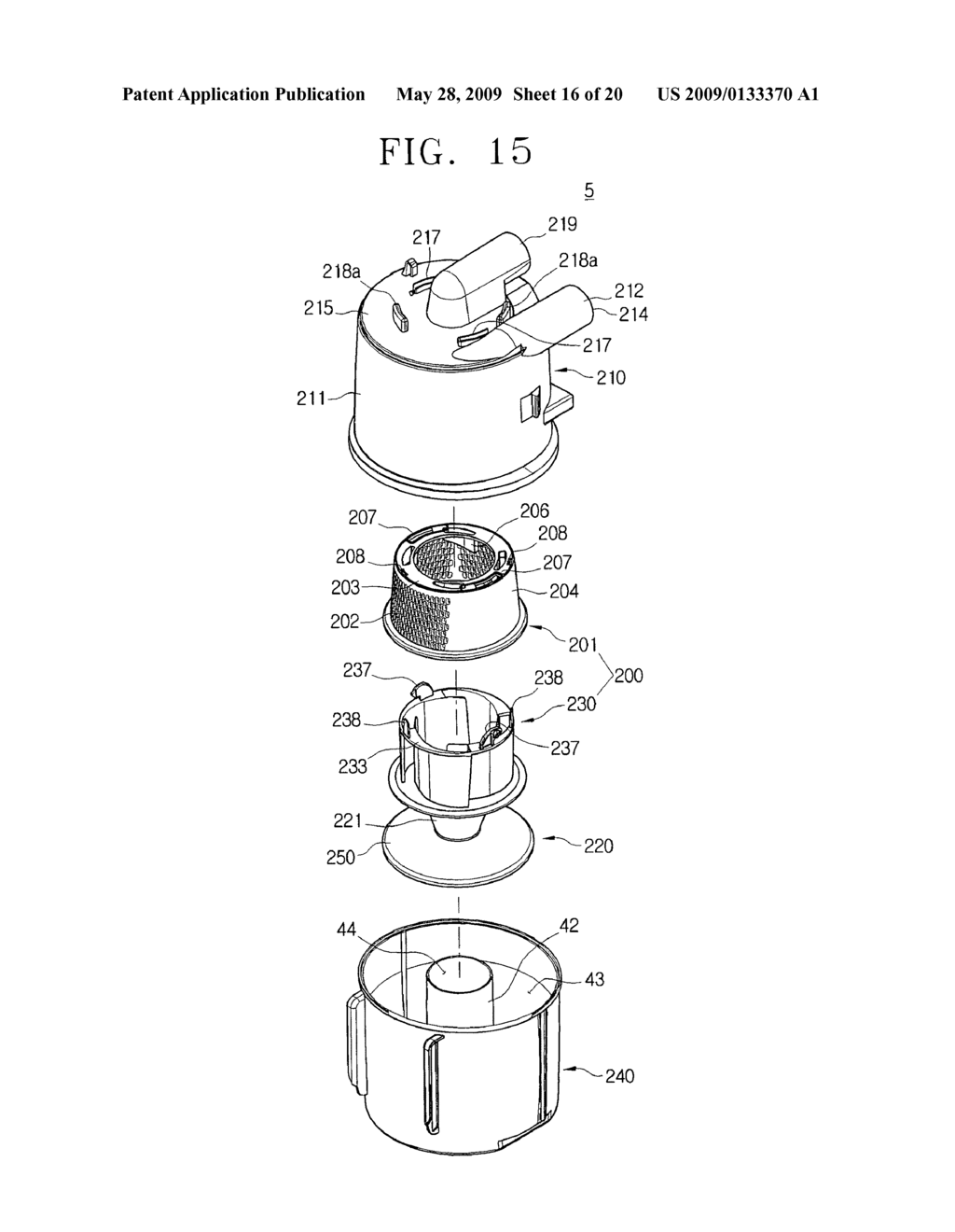 Cyclone dust collecting apparatus for vacuum cleaner - diagram, schematic, and image 17