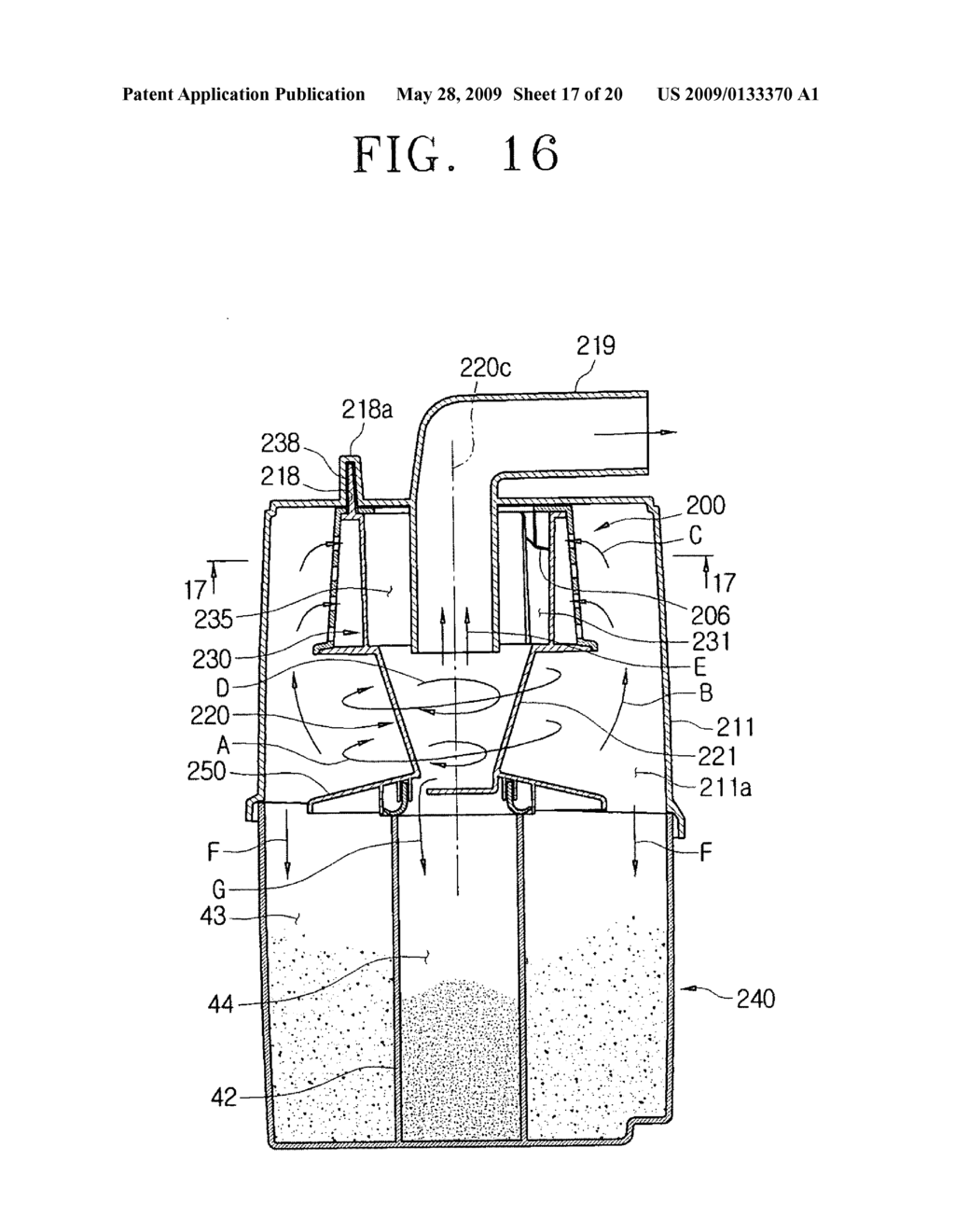 Cyclone dust collecting apparatus for vacuum cleaner - diagram, schematic, and image 18