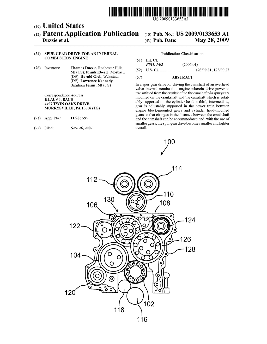 Spur gear drive for an internal combustion engine - diagram, schematic, and image 01