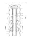 Method and device for drilling, particularly percussion or rotary percussion drilling, a hole in soil or rock material diagram and image