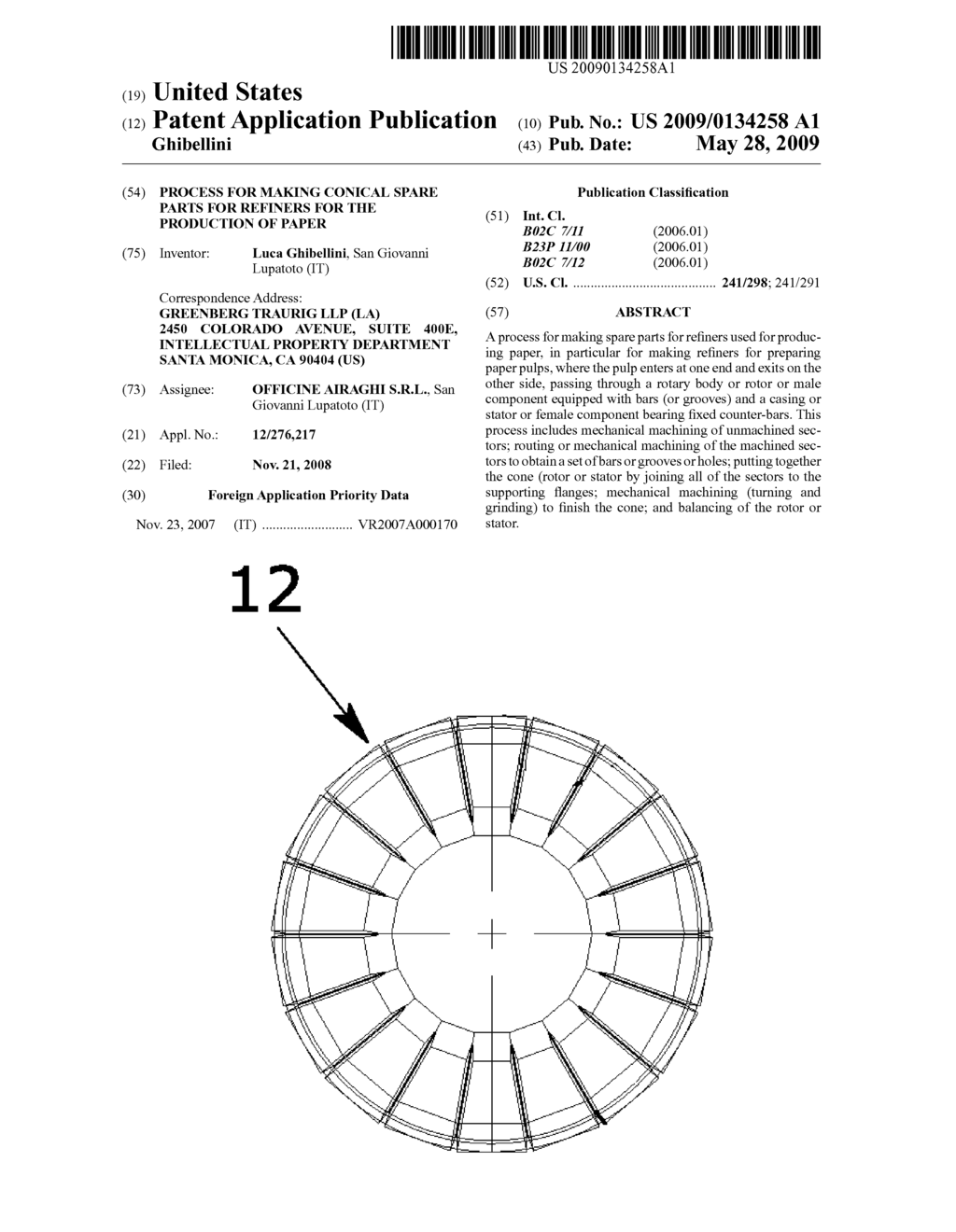 PROCESS FOR MAKING CONICAL SPARE PARTS FOR REFINERS FOR THE PRODUCTION OF PAPER - diagram, schematic, and image 01