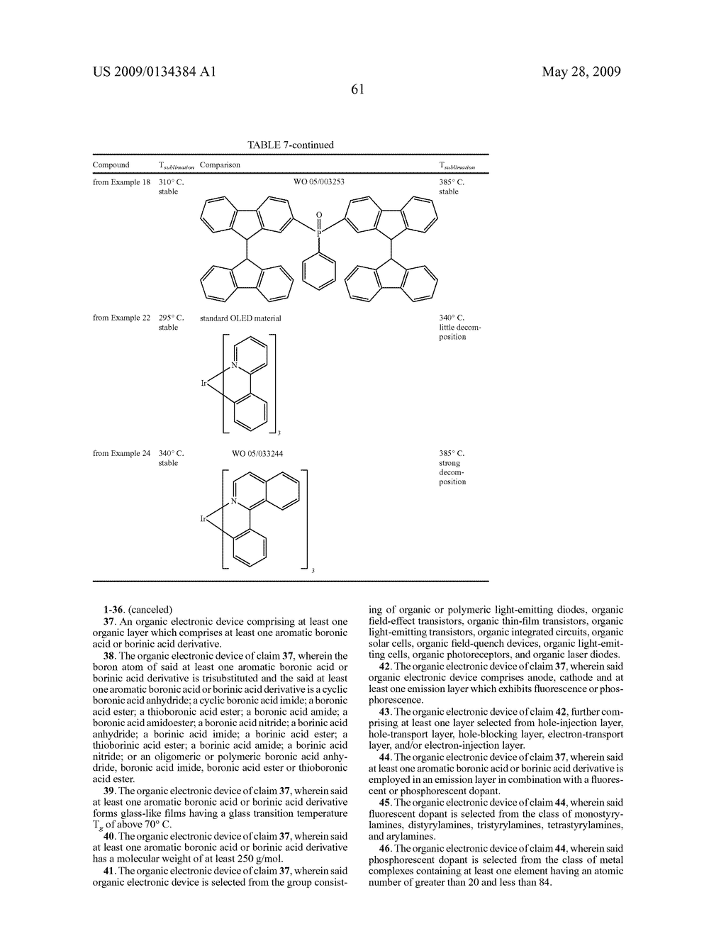 ORGANIC ELECTROLUMINESCENT DEVICE AND BORIC ACID AND BORINIC ACID DERIVATIVES USED THEREIN - diagram, schematic, and image 63