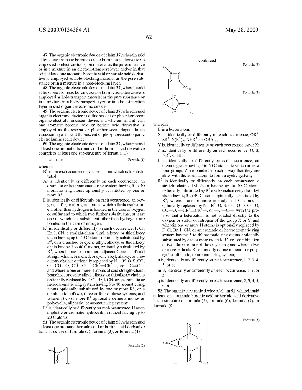 ORGANIC ELECTROLUMINESCENT DEVICE AND BORIC ACID AND BORINIC ACID DERIVATIVES USED THEREIN - diagram, schematic, and image 64