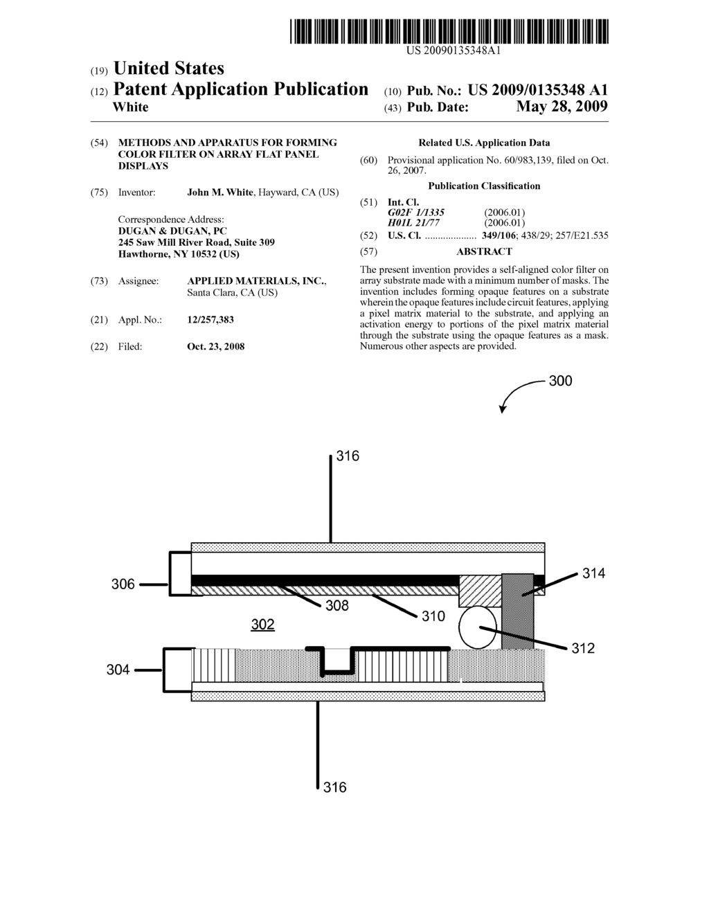 METHODS AND APPARATUS FOR FORMING COLOR FILTER ON ARRAY FLAT PANEL DISPLAYS - diagram, schematic, and image 01