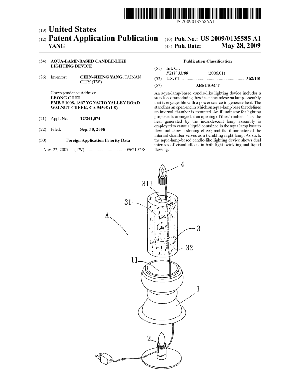 AQUA-LAMP-BASED CANDLE-LIKE LIGHTING DEVICE - diagram, schematic, and image 01