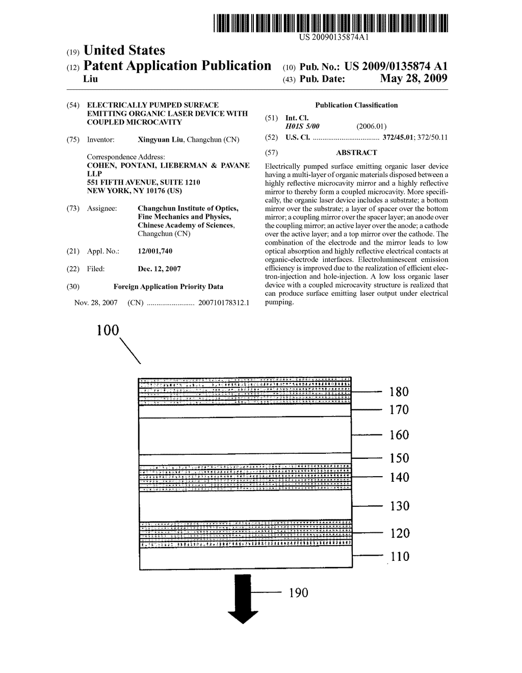 Electrically pumped surface emitting organic laser device with coupled microcavity - diagram, schematic, and image 01