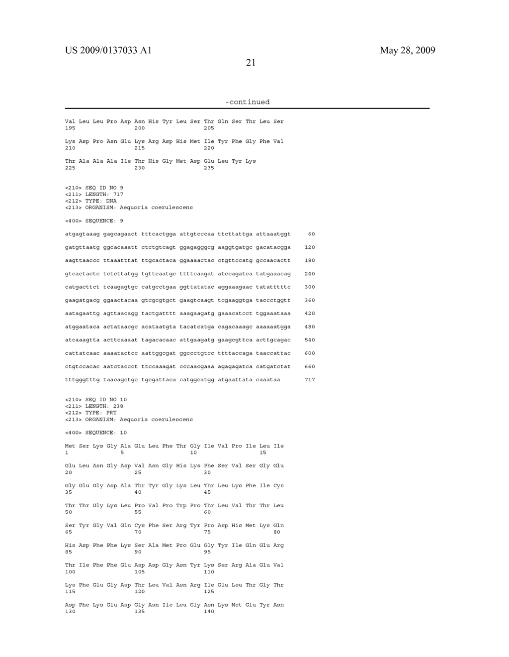 NOVEL FLUORESCENT PROTEINS FROM AEQUOREA COERULSCENS AND METHODS FOR USING SAME - diagram, schematic, and image 45