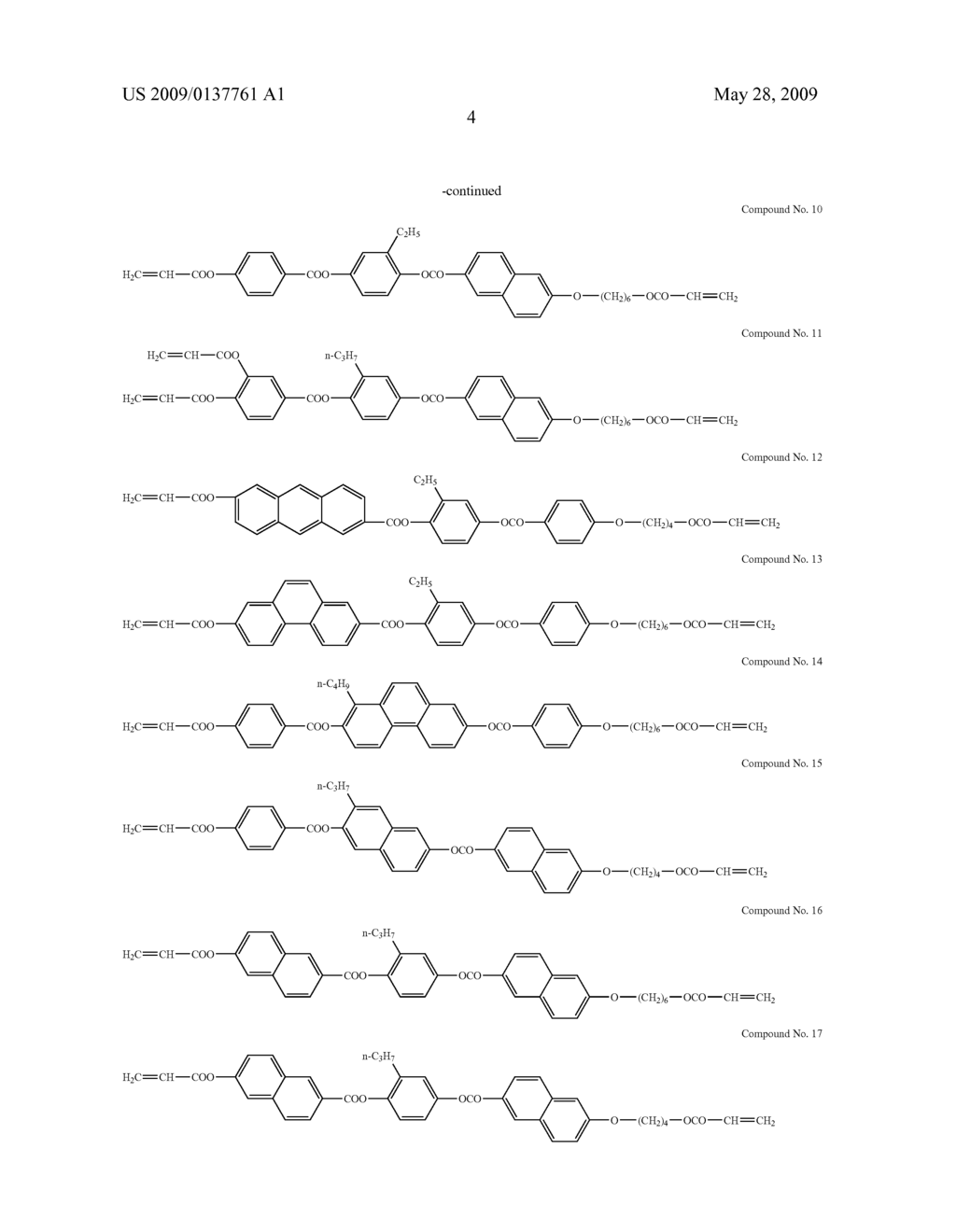 POLYMERIZABLE LIQUID CRYSTAL COMPOUND HAVING FUSED RING AND HOMO- AND COPOLYMER OF THE POLYMERIZABLE LIQUID CRYSTAL COMPOUND - diagram, schematic, and image 05