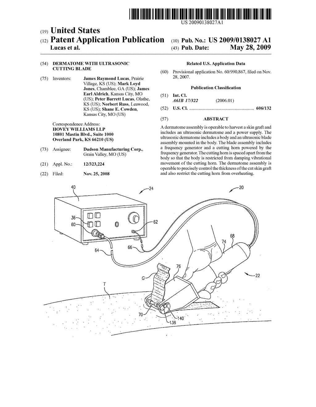 DERMATOME WITH ULTRASONIC CUTTING BLADE - diagram, schematic, and image 01