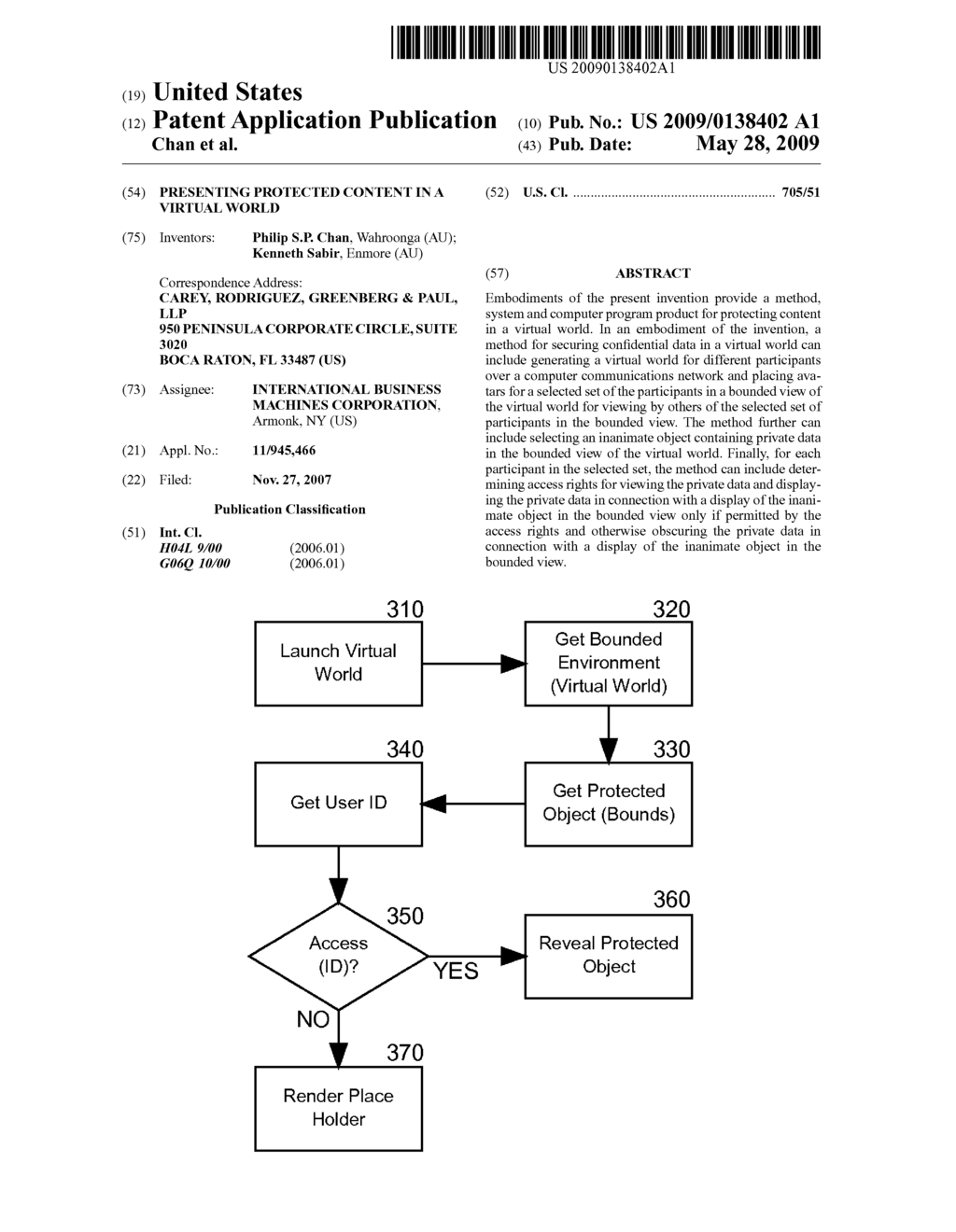 PRESENTING PROTECTED CONTENT IN A VIRTUAL WORLD - diagram, schematic, and image 01