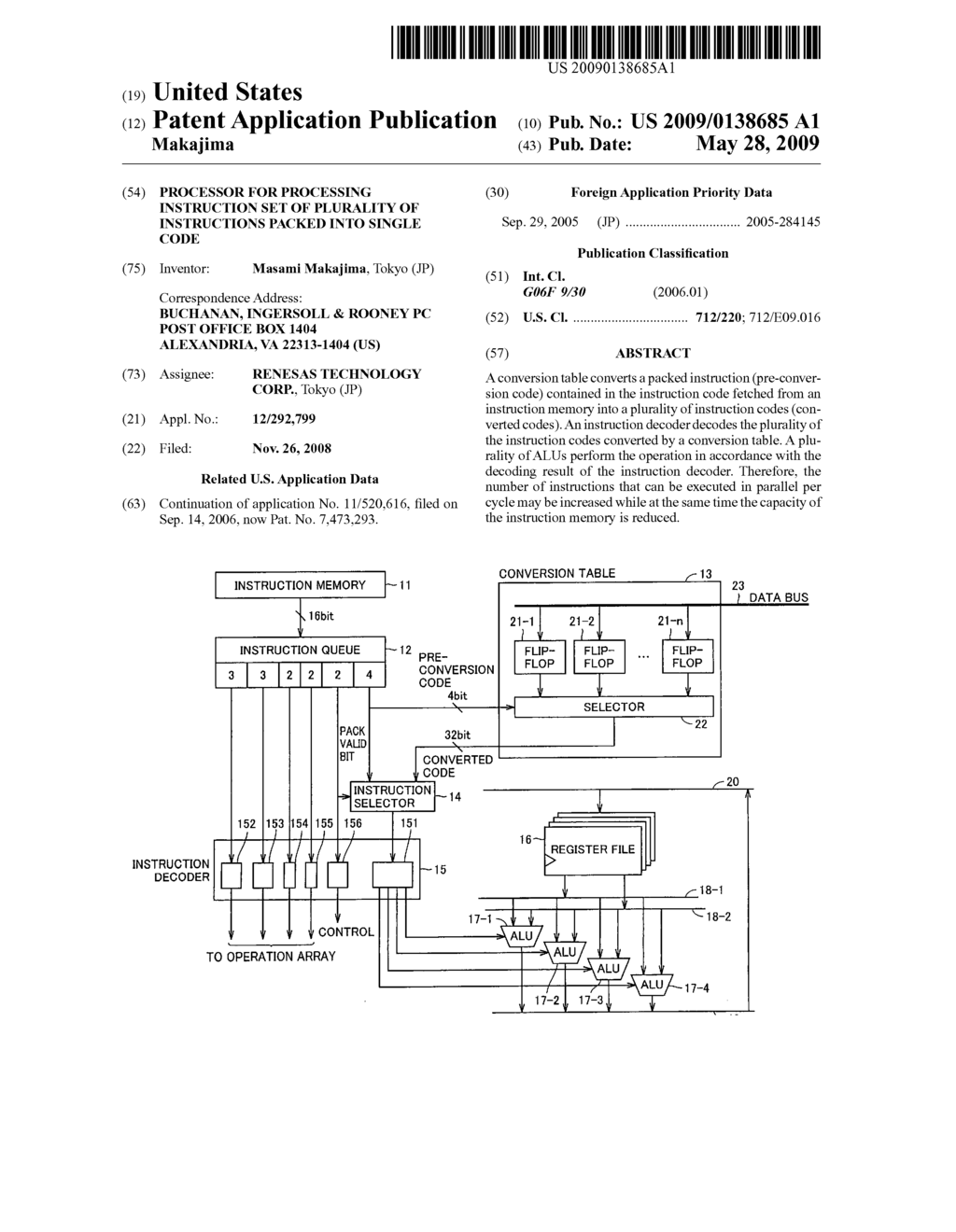 Processor for processing instruction set of plurality of instructions packed into single code - diagram, schematic, and image 01