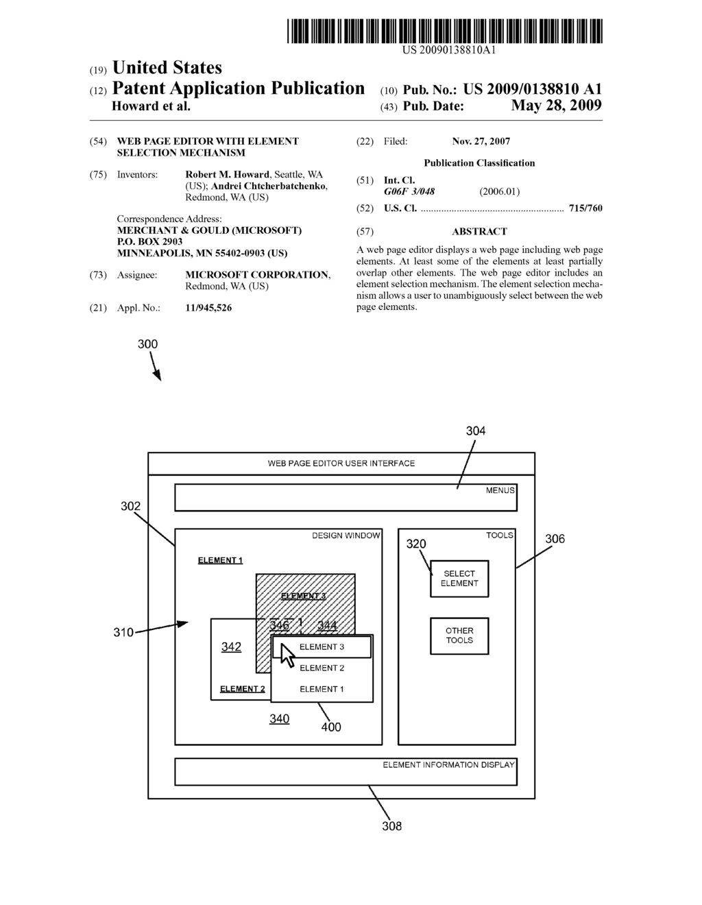 WEB PAGE EDITOR WITH ELEMENT SELECTION MECHANISM - diagram, schematic, and image 01