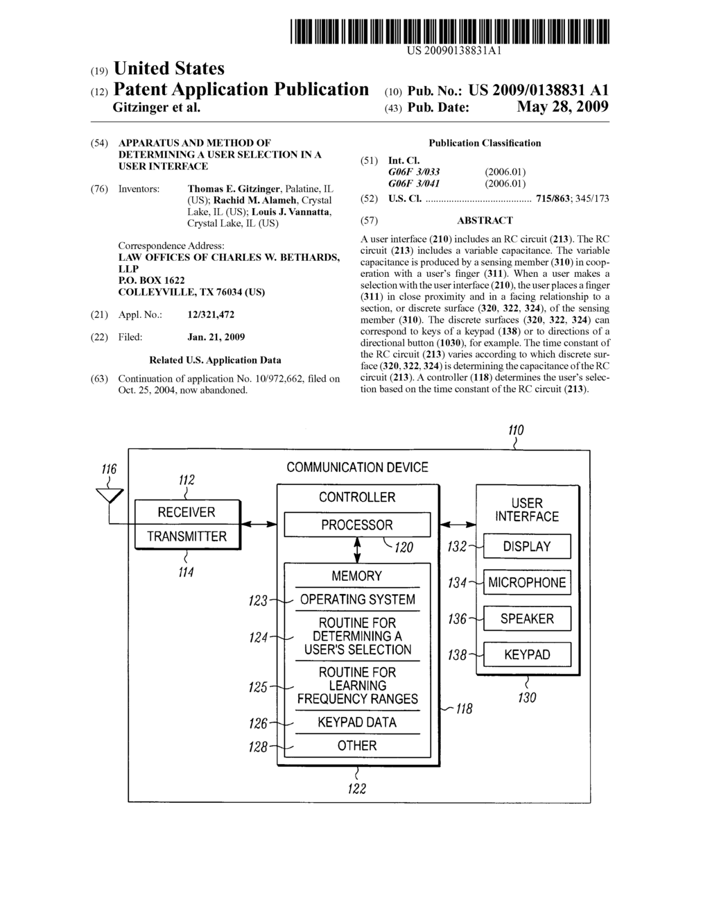 Apparatus and method of determining a user selection in a user interface - diagram, schematic, and image 01