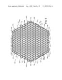 FLOATING FLOOR ASSEMBLED FROM AN ARRAY OF INTERCONNECTED SUBUNITS, EACH OF WHICH INCLUDES A STONE, CERAMIC, OR PORCELAIN TILE BONDED TO AN INJECTION MOLDED POLYOLEFIN SUBSTRATE diagram and image