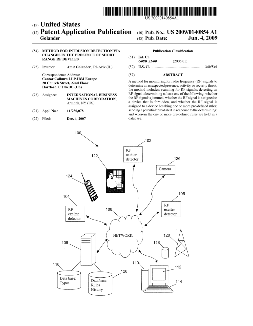 METHOD FOR INTRUSION DETECTION VIA CHANGES IN THE PRESENCE OF SHORT RANGE RF DEVICES - diagram, schematic, and image 01