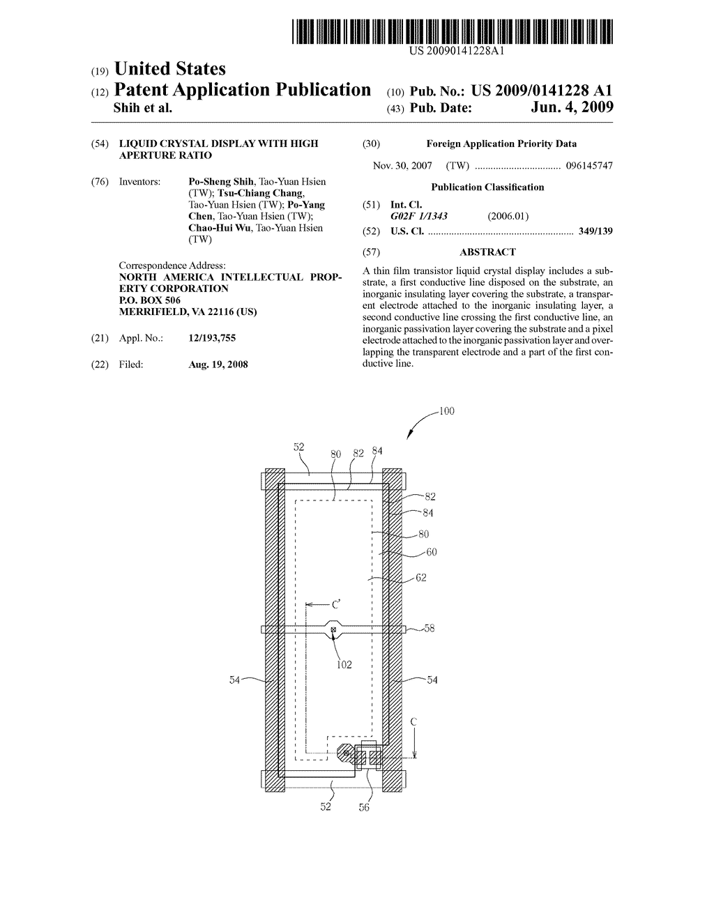 LIQUID CRYSTAL DISPLAY WITH HIGH APERTURE RATIO - diagram, schematic, and image 01