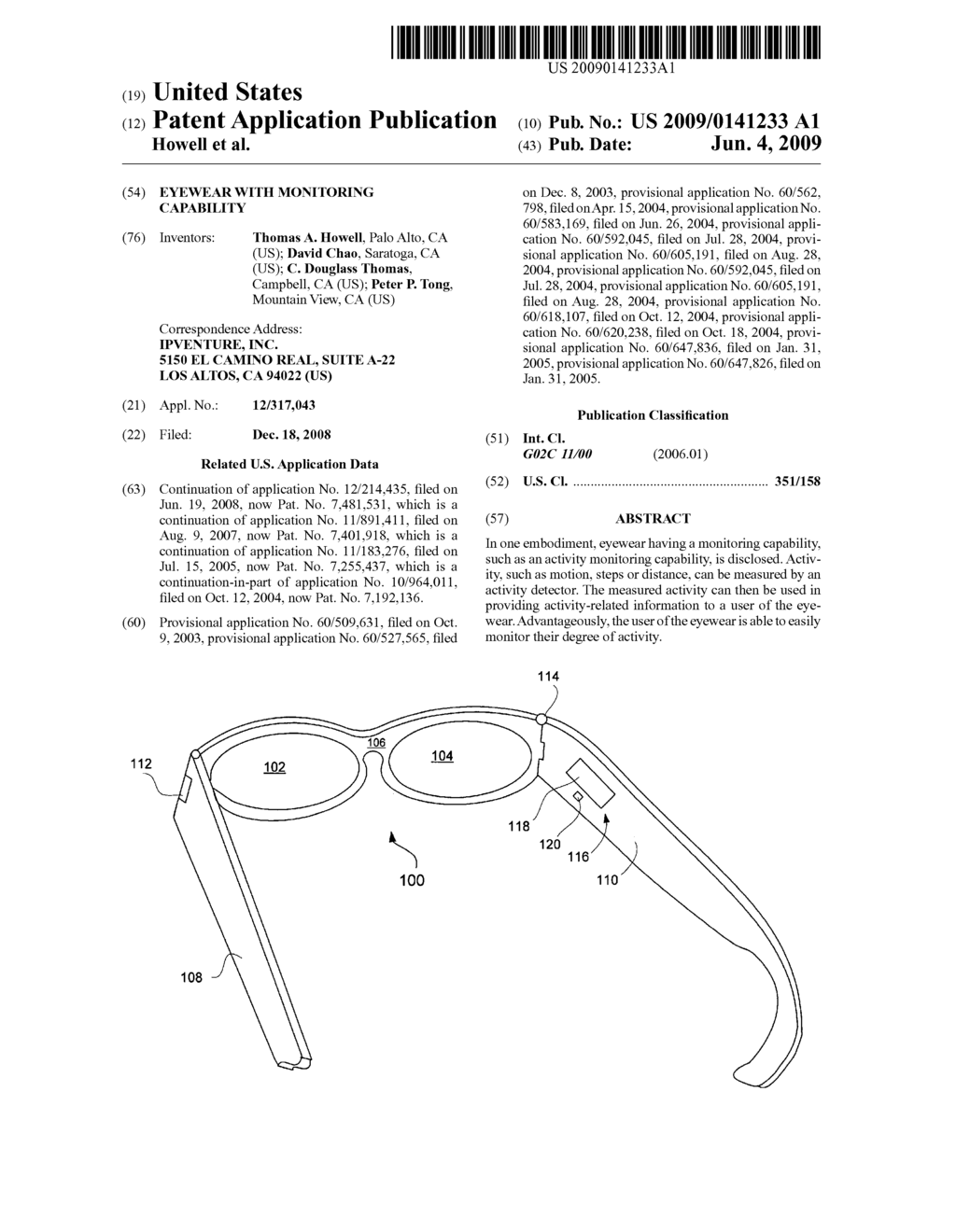 Eyewear with monitoring capability - diagram, schematic, and image 01