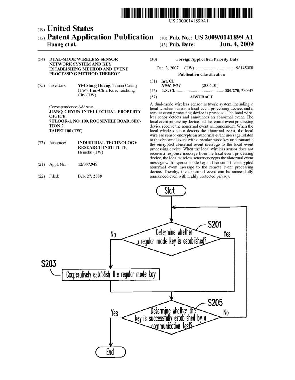 DUAL-MODE WIRELESS SENSOR NETWORK SYSTEM AND KEY ESTABLISHING METHOD AND EVENT PROCESSING METHOD THEREOF - diagram, schematic, and image 01