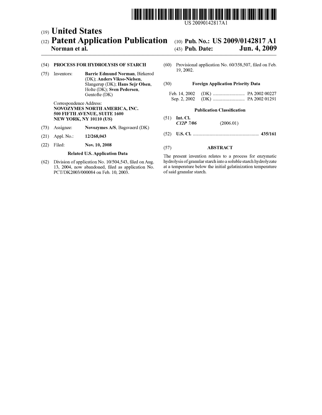 PROCESS FOR HYDROLYSIS OF STARCH - diagram, schematic, and image 01