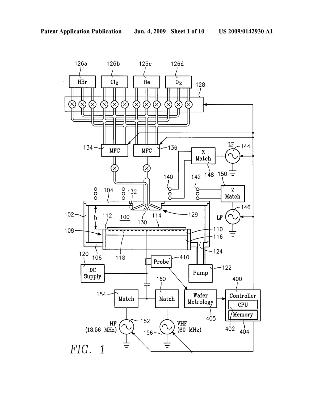 Gate profile control through effective frequency of dual HF/VHF sources in a plasma etch process - diagram, schematic, and image 02