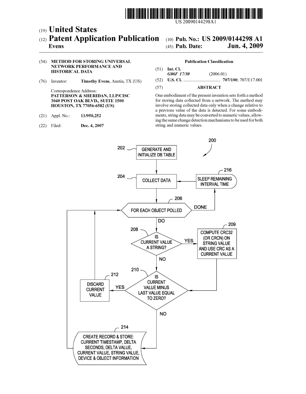 METHOD FOR STORING UNIVERSAL NETWORK PERFORMANCE AND HISTORICAL DATA - diagram, schematic, and image 01