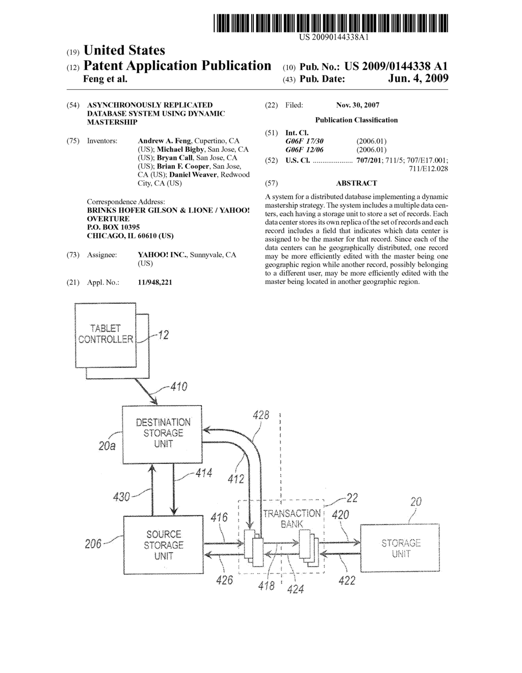 ASYNCHRONOUSLY REPLICATED DATABASE SYSTEM USING DYNAMIC MASTERSHIP - diagram, schematic, and image 01