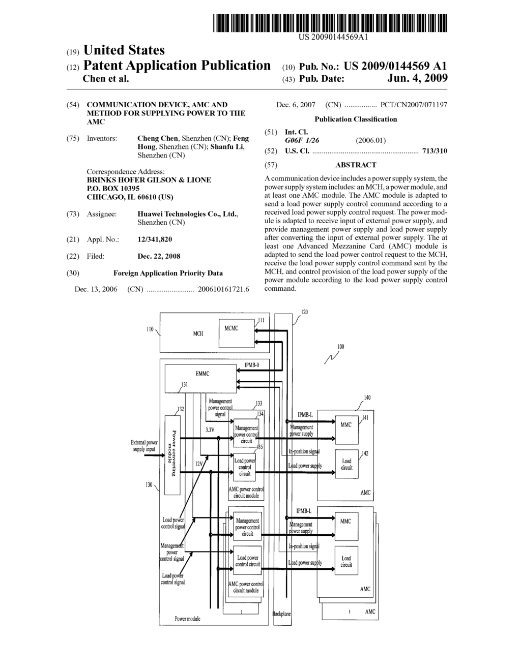 COMMUNICATION DEVICE, AMC AND METHOD FOR SUPPLYING POWER TO THE AMC - diagram, schematic, and image 01