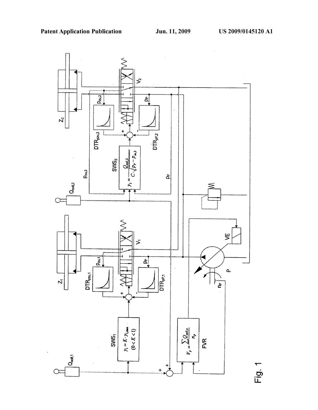METHOD AND CIRCUIT ARRANGEMENT OF THE SUPPLY OF PRESSUE MEDIUM TO AT LEAST TWO HYDRAULIC CONSUMERS - diagram, schematic, and image 02