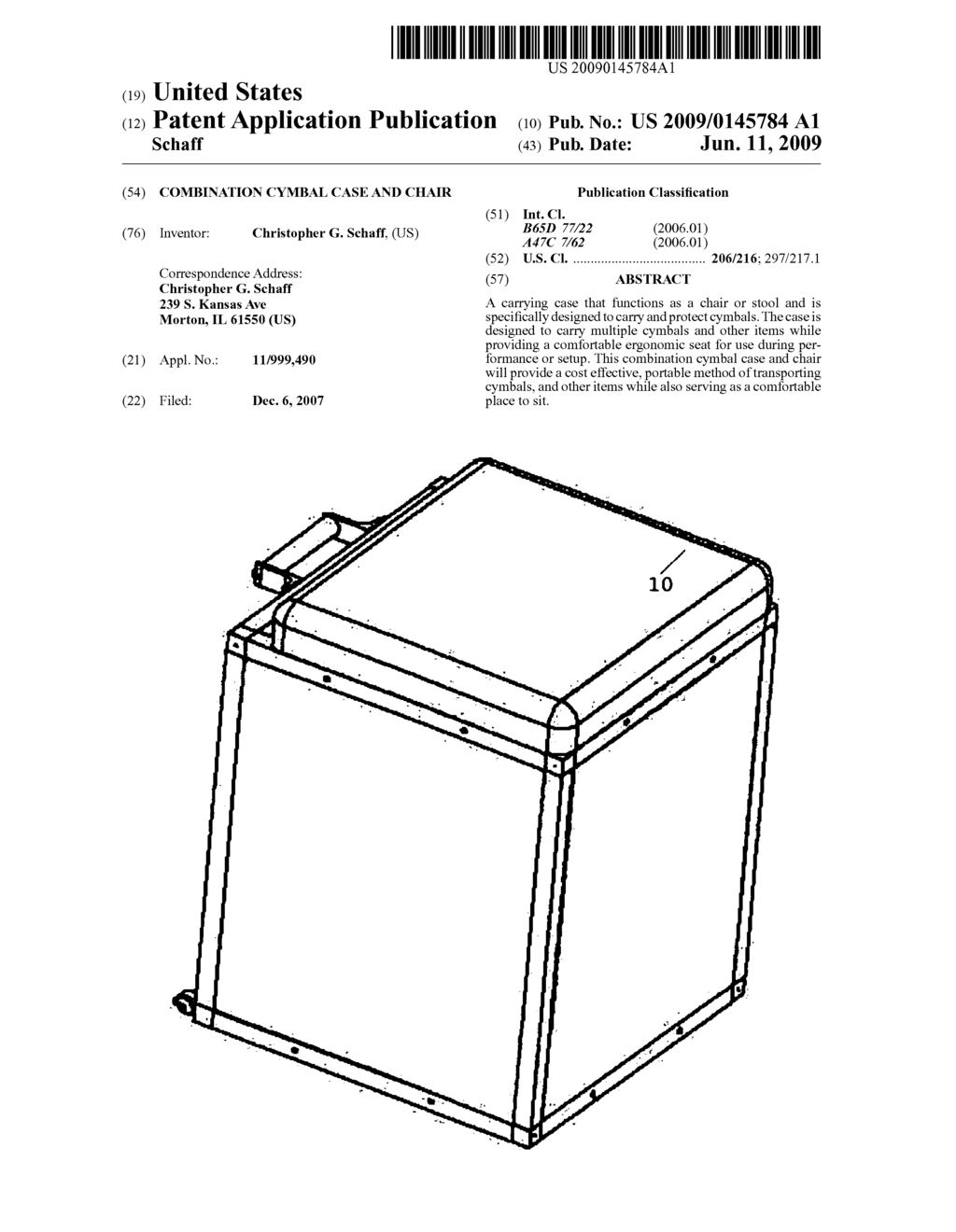 Combination cymbal case and chair - diagram, schematic, and image 01