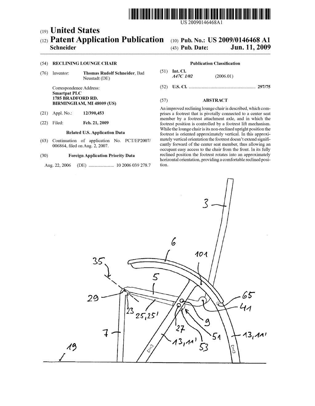 Reclining Lounge Chair - diagram, schematic, and image 01