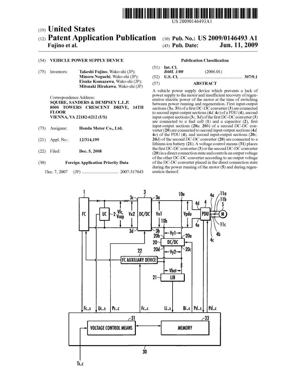 Vehicle power supply device - diagram, schematic, and image 01