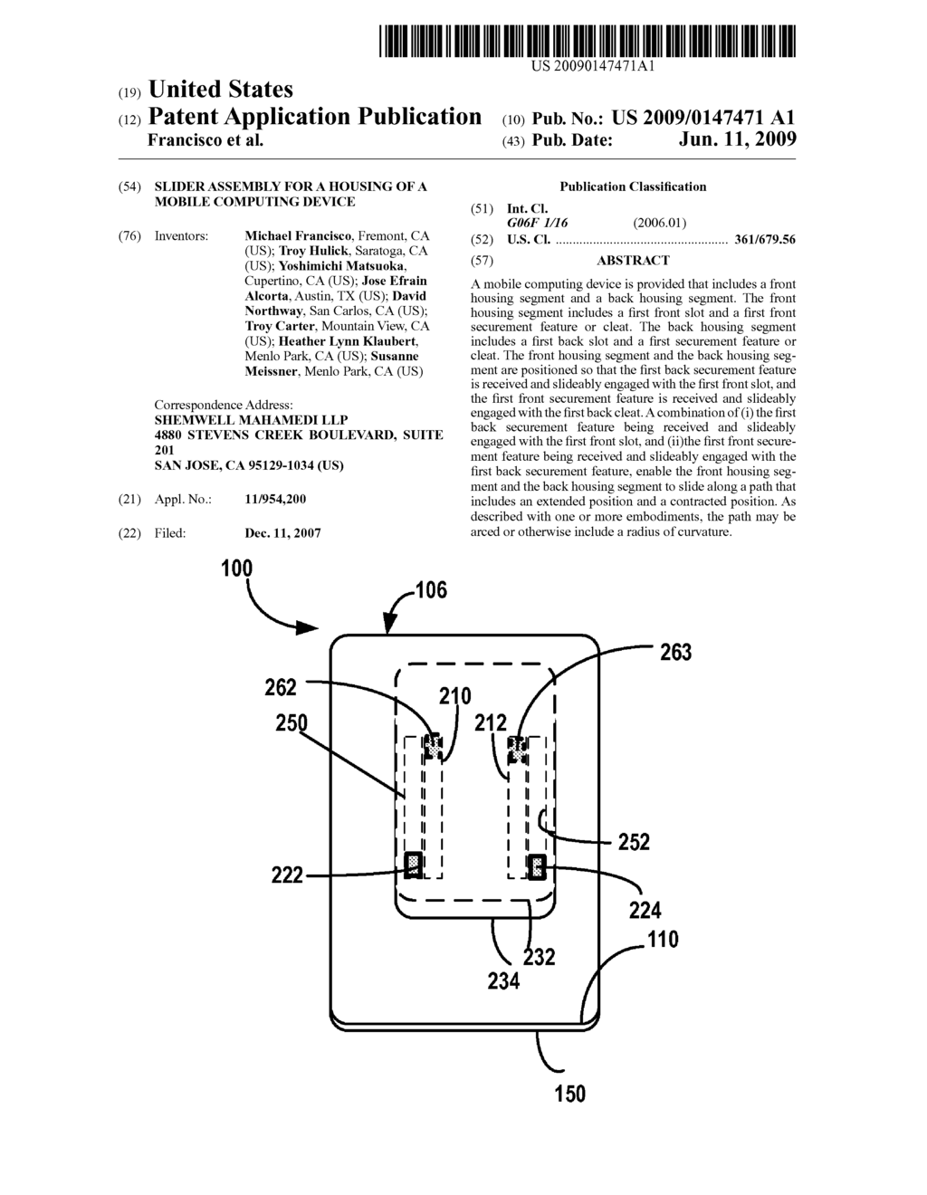 SLIDER ASSEMBLY FOR A HOUSING OF A MOBILE COMPUTING DEVICE - diagram, schematic, and image 01