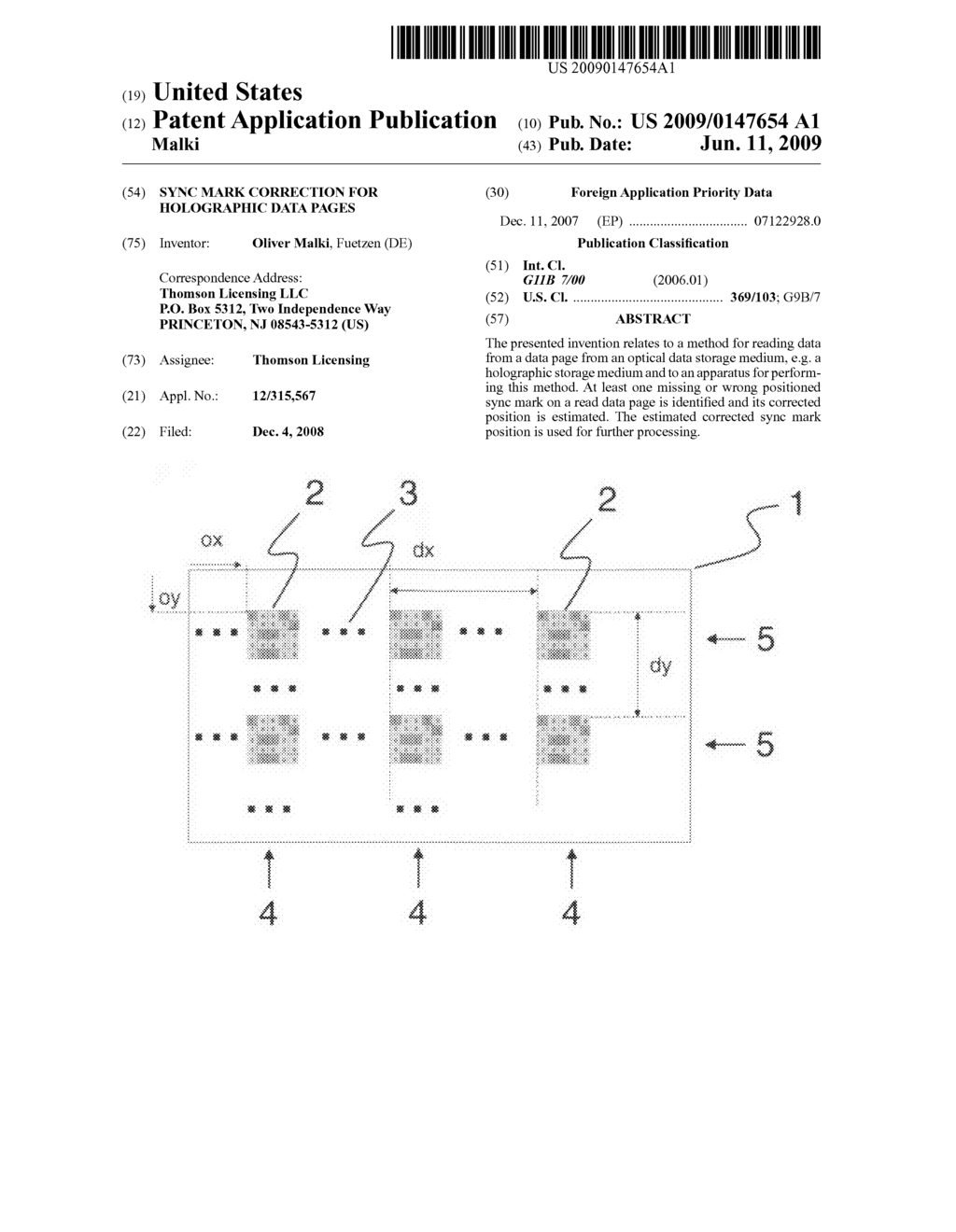 Sync mark correction for holographic data pages - diagram, schematic, and image 01