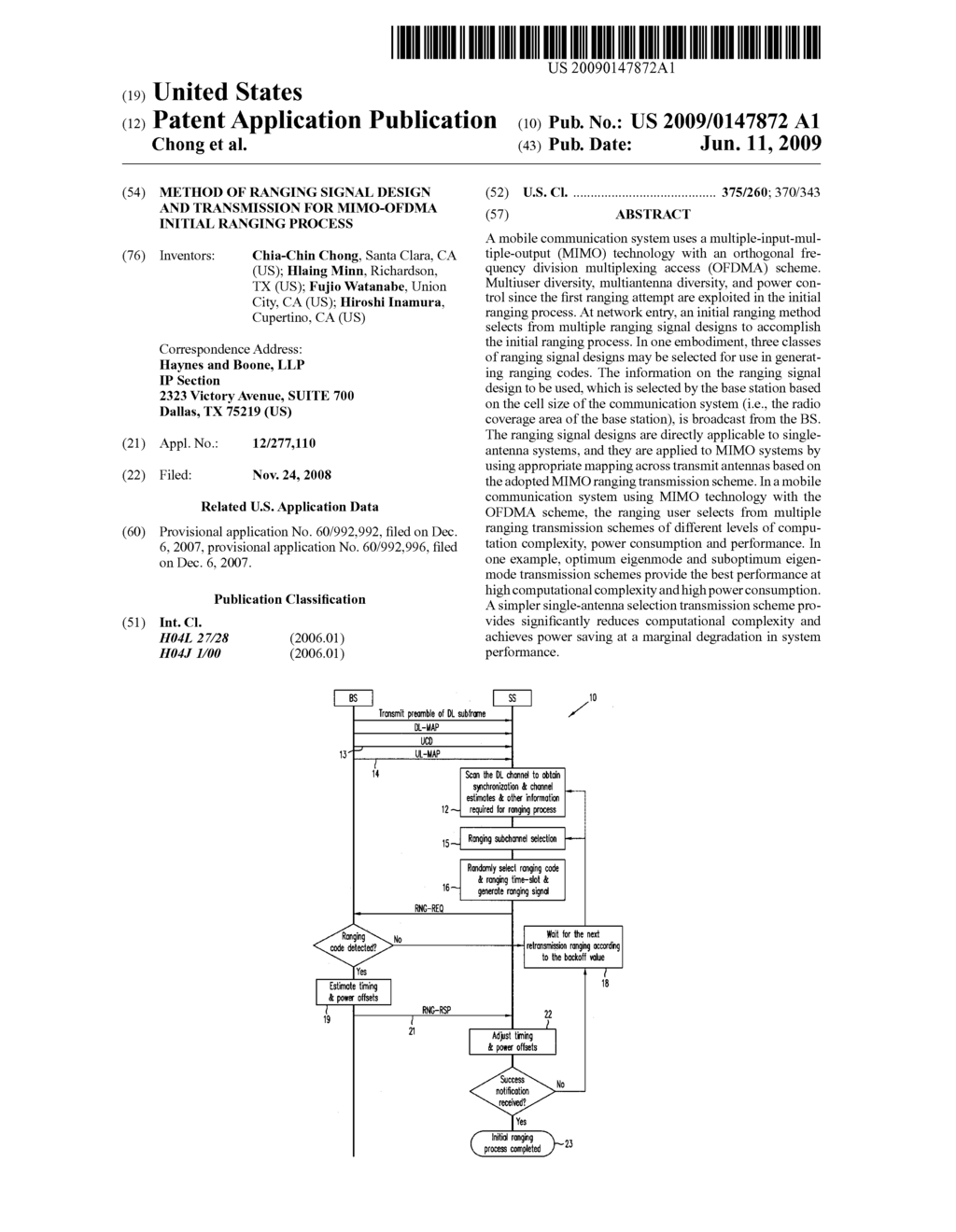 METHOD OF RANGING SIGNAL DESIGN AND TRANSMISSION FOR MIMO-OFDMA INITIAL RANGING PROCESS - diagram, schematic, and image 01