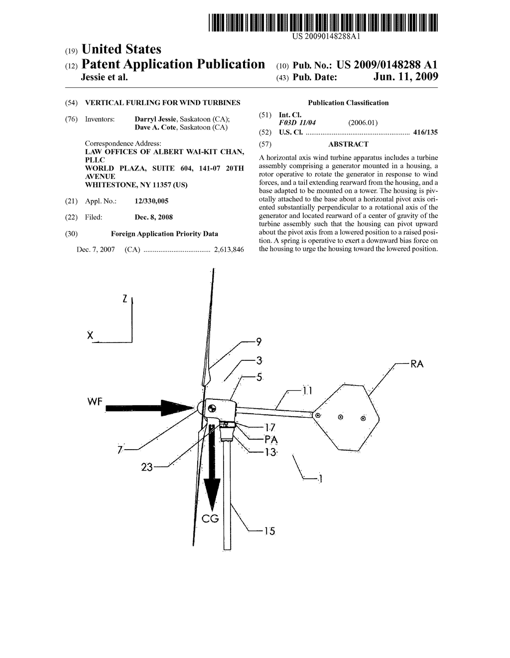 VERTICAL FURLING FOR WIND TURBINES - diagram, schematic, and image 01