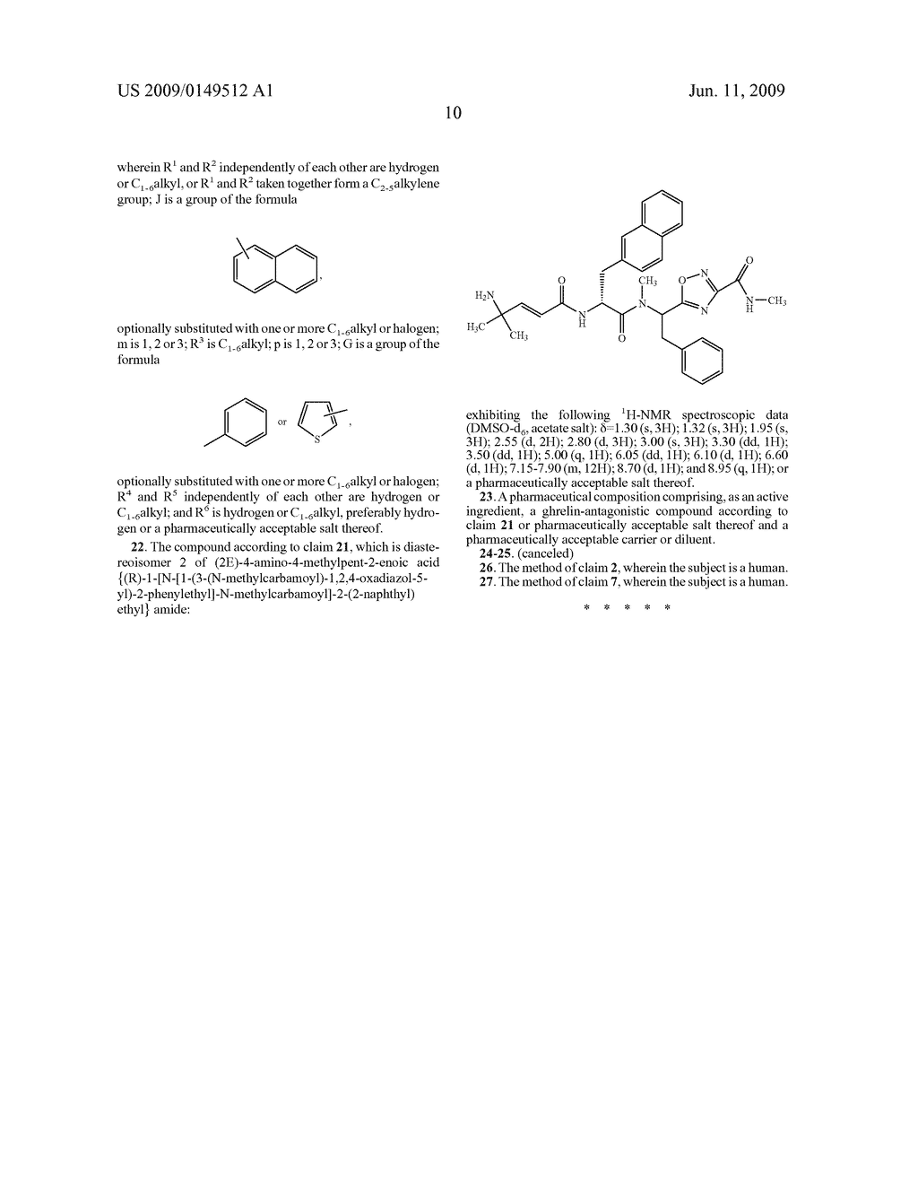 Use of Ghrelin Antagonists to the Treatment of Certain CNS Diseases - diagram, schematic, and image 11