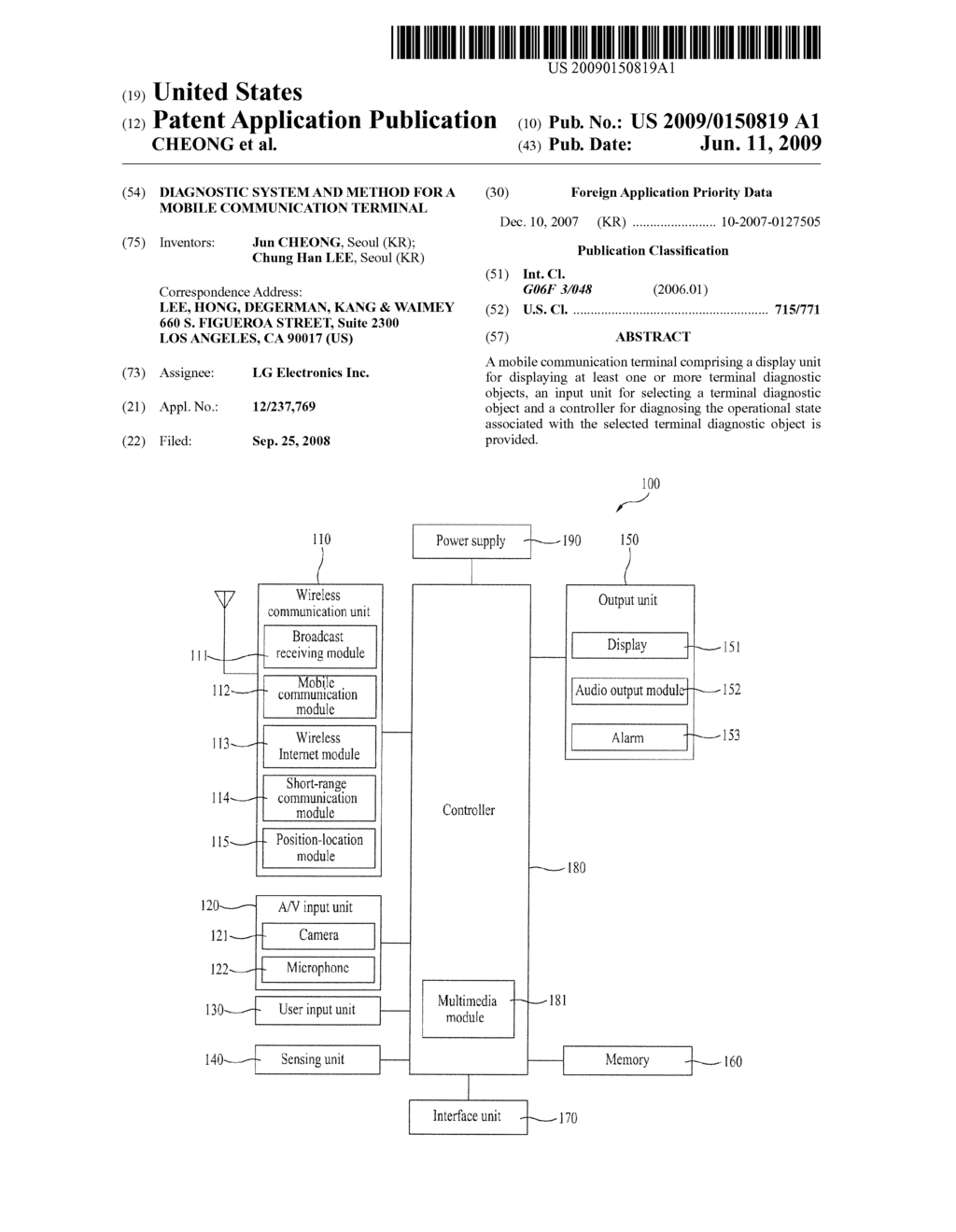 DIAGNOSTIC SYSTEM AND METHOD FOR A MOBILE COMMUNICATION TERMINAL - diagram, schematic, and image 01