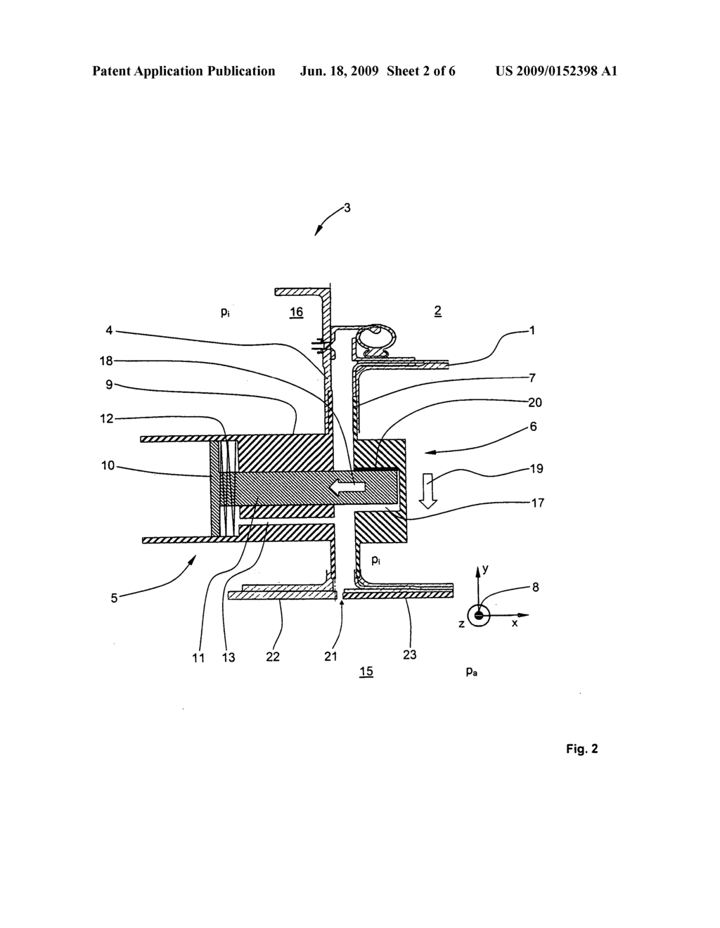 Device for limiting the deflection of a door arranged in a fuselage cell of an aircraft - diagram, schematic, and image 03