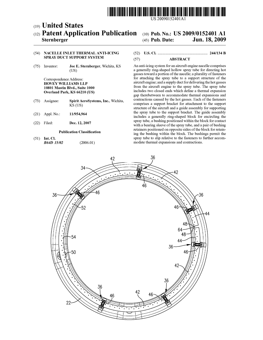 NACELLE INLET THERMAL ANTI-ICING SPRAY DUCT SUPPORT SYSTEM - diagram, schematic, and image 01