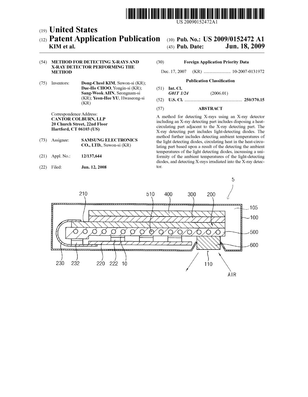 METHOD FOR DETECTING X-RAYS AND X-RAY DETECTOR PERFORMING THE METHOD - diagram, schematic, and image 01