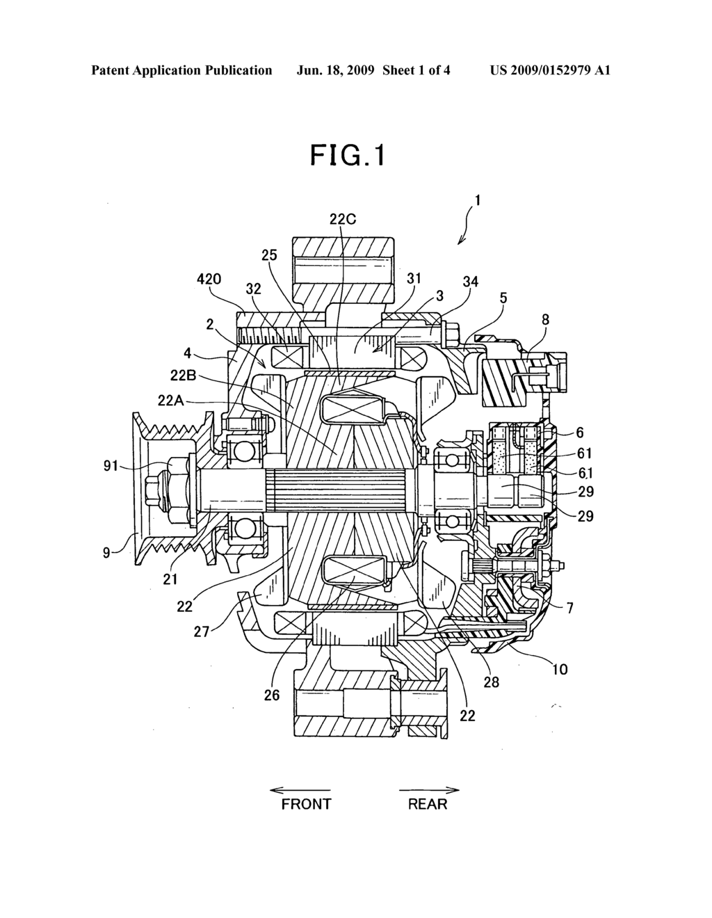 Automotive alternator including annular core having protrusions and recesses alternately formed on its outer surface - diagram, schematic, and image 02