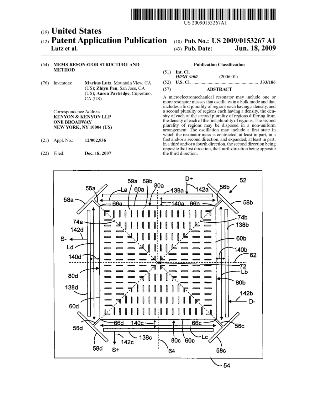 MEMS resonator structure and method - diagram, schematic, and image 01