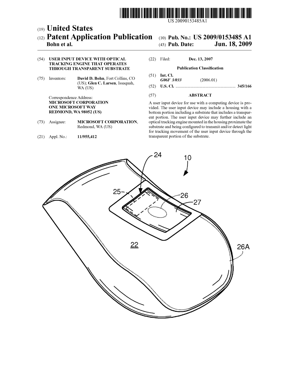 USER INPUT DEVICE WITH OPTICAL TRACKING ENGINE THAT OPERATES THROUGH TRANSPARENT SUBSTRATE - diagram, schematic, and image 01