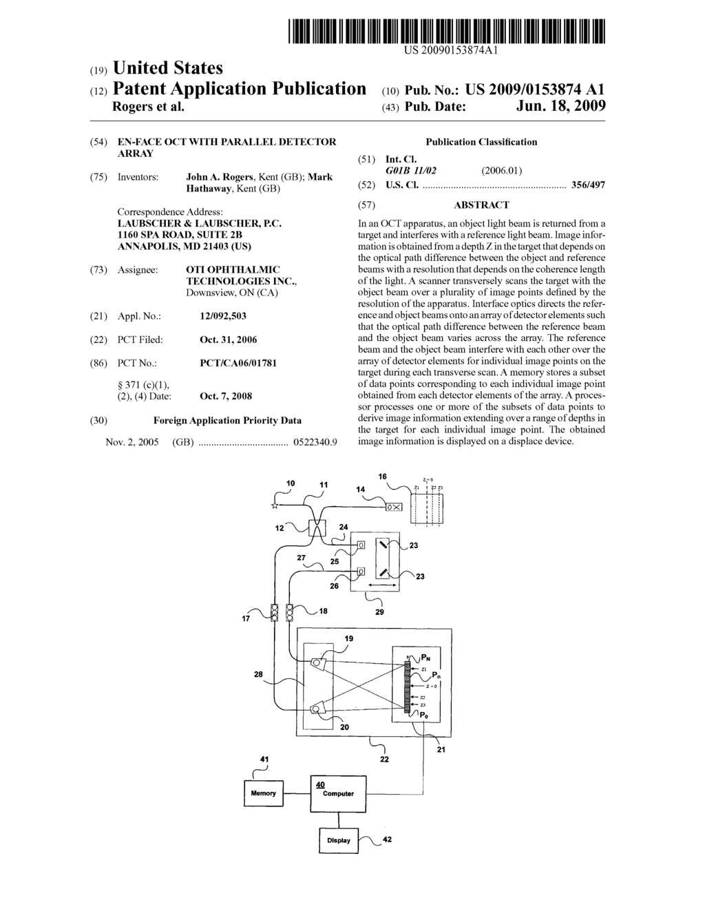 EN-FACE OCT WITH PARALLEL DETECTOR ARRAY - diagram, schematic, and image 01