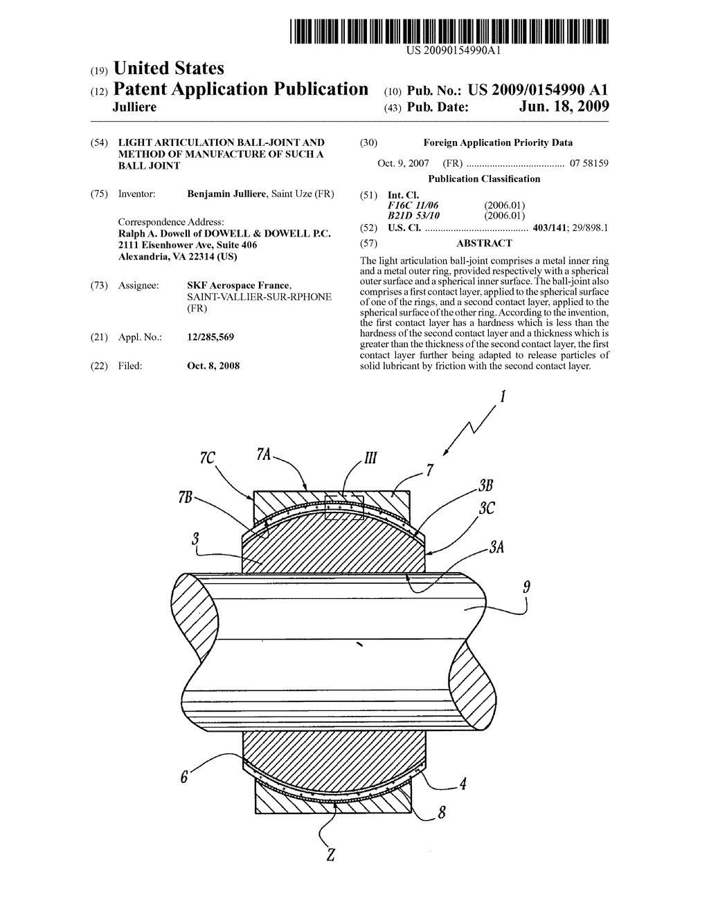 Light articulation ball-joint and method of manufacture of such a ball joint - diagram, schematic, and image 01